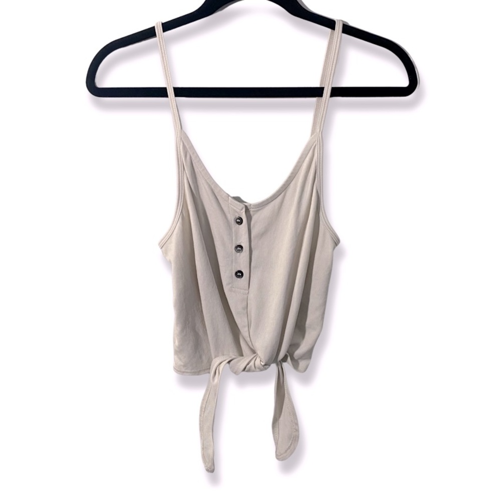 URBAN OUTFITTERS - TRULY MADLY DEEPLY WHITE TANK TOP WITH FRONT TIE